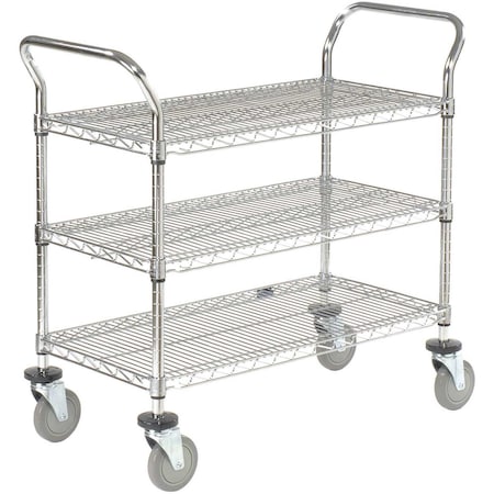 Nexel Wire Utility Cart, 3 Shelves, 800 Lb. Capacity, 36L x 24W x 38H 188728